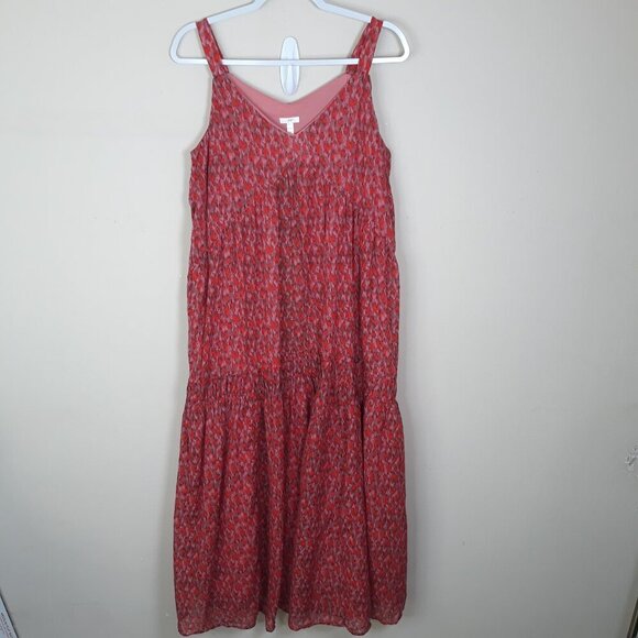 Joie Bondi Tea Rose Cotton Tiered Sleeveless V-Neck Abstract Midi Sundress S - Picture 4 of 11